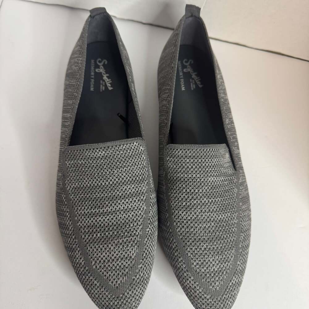 Seychelles Gray Knit Memory Foam Slip-On Pointed Toe Loafer Flats
